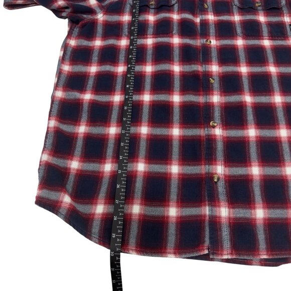 Vans Mens SZ X-Large Classic Fit Red & Navy Plaid Flannel Shirt - Picture 6 of 14